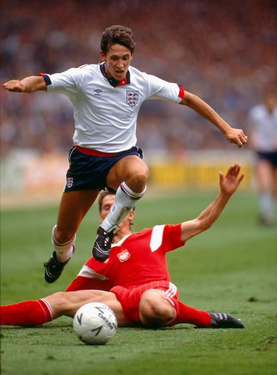 Gary Lineker podczas meczu z Polską. Londyn, czerwiec 1989 r.