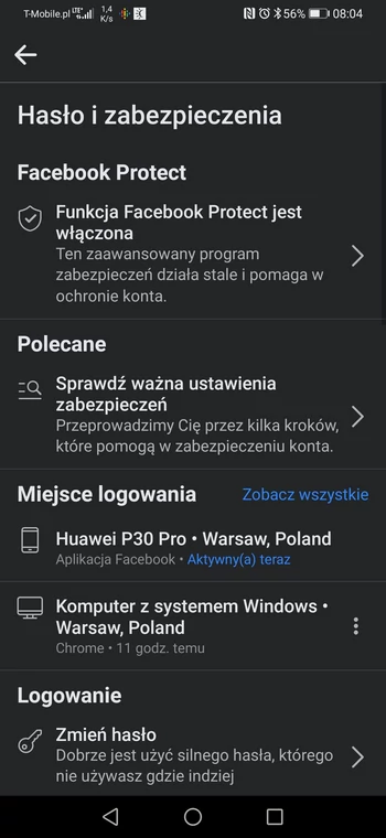 Facebook Protect — opcja w ustawieniach