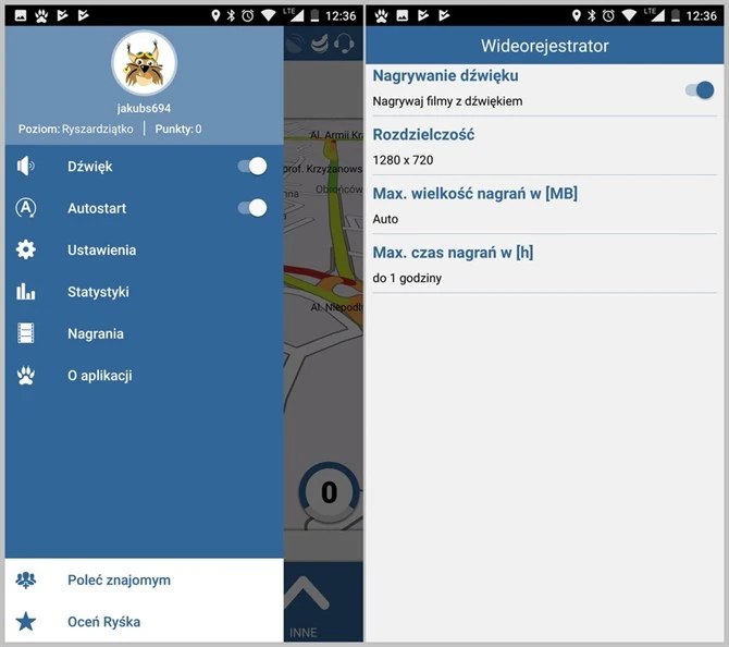 Warto wiedzieć o tym, że wideorejestrator to tylko dodatek do aplikacji Rysiek. Oprócz tego, jest ona świetnym systemem ostrzegającym o niebezpiecznych zdarzeniach na drodze.