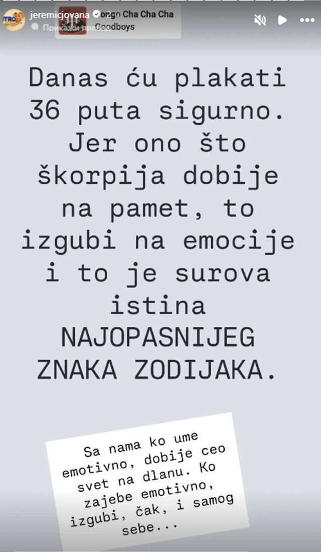 Objava Jovane Jeremić
