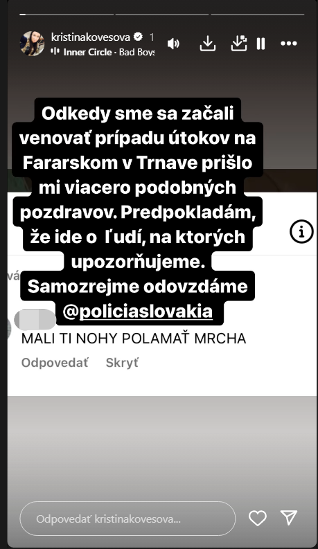 Kristína ukázala, aké jej chodia správy.