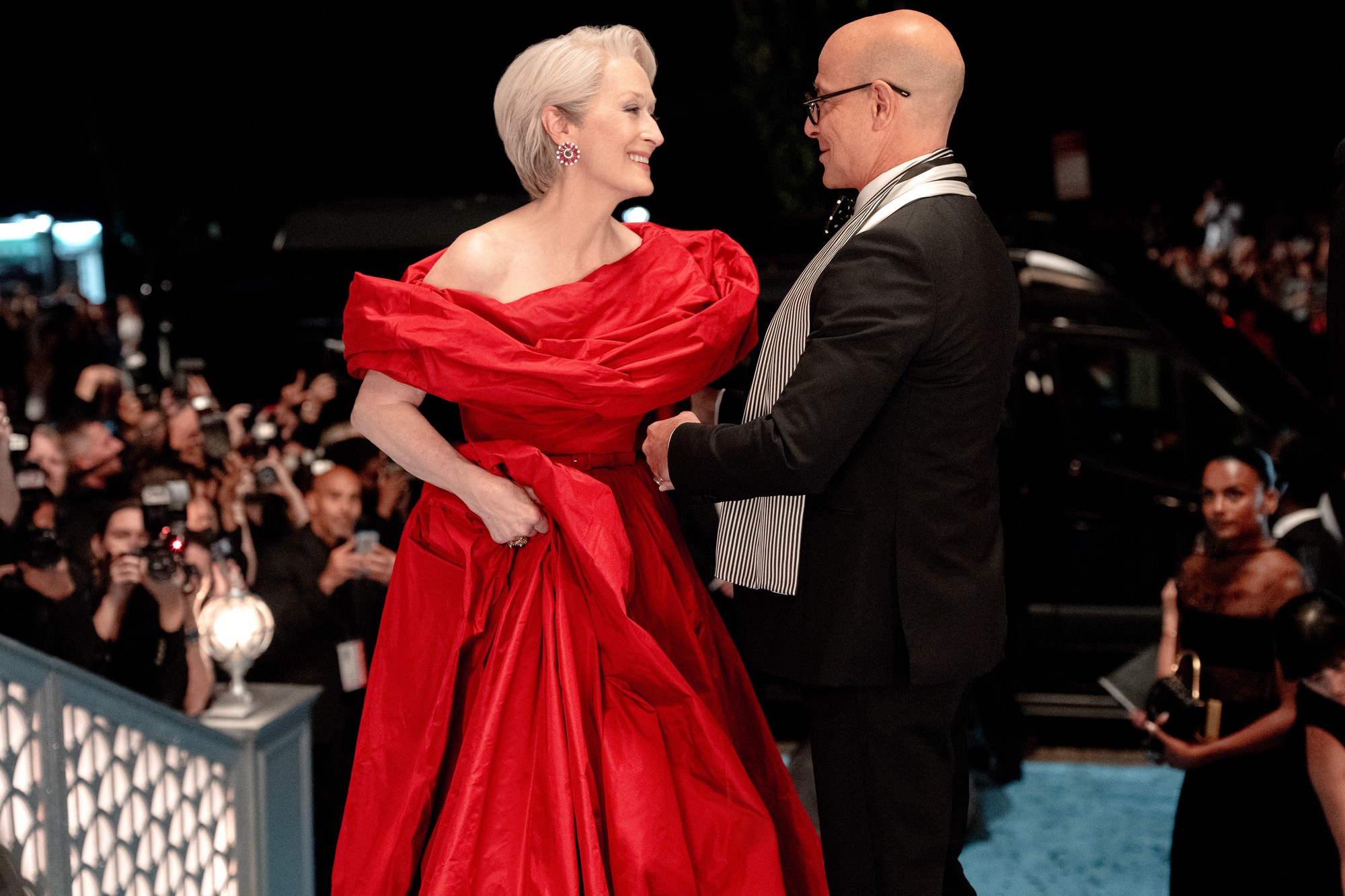 Meryl Streep a Stanley Tucci vo filme Diabol nosí Pradu.