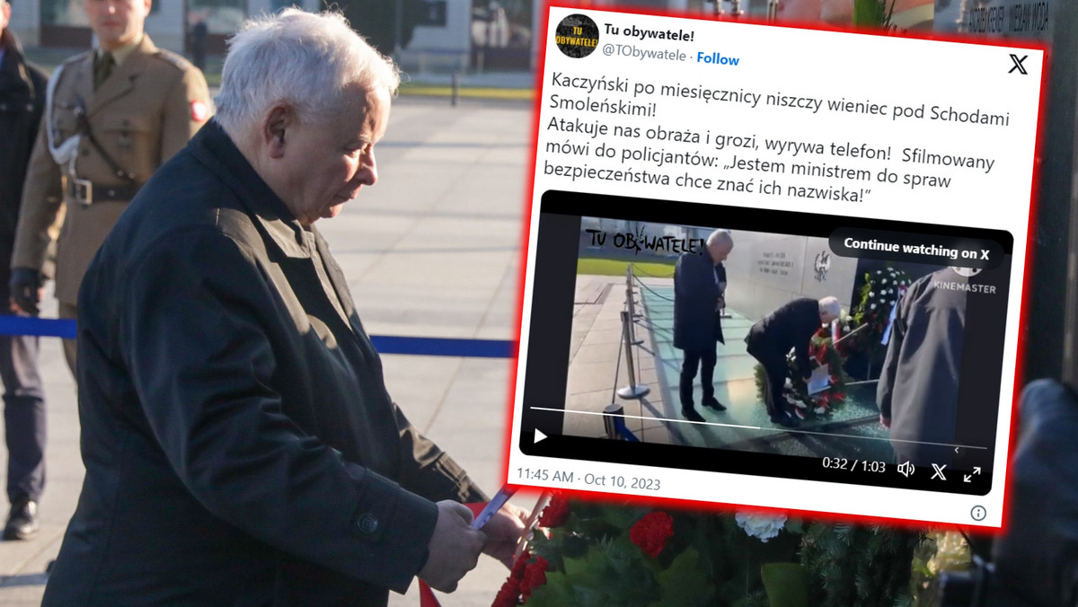 Incydent przed pomnikiem z udziałem Kaczyńskiego. Policjanci oburzeni zachowaniem prezesa PiS 