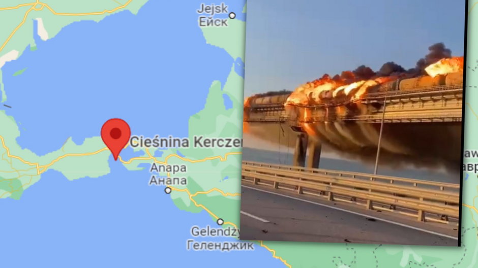 Most Krymski w ogniu