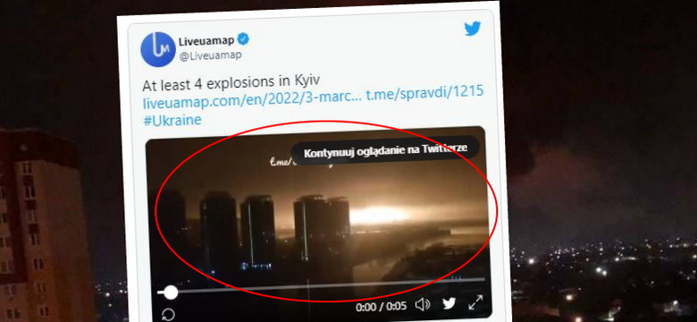 Ukraina pod ostrzałem. Cztery eksplozje w Kijowie w środku nocy [NAGRANIE]