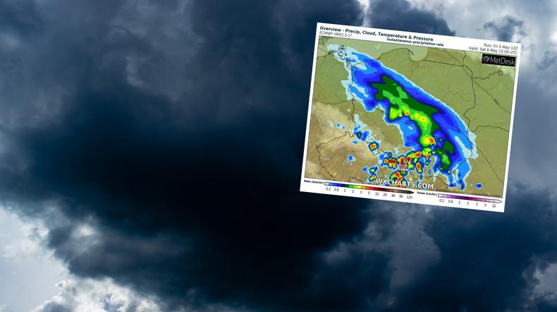 W sobotę nastąpi załamanie pogody (mapa: wxcharts.com)