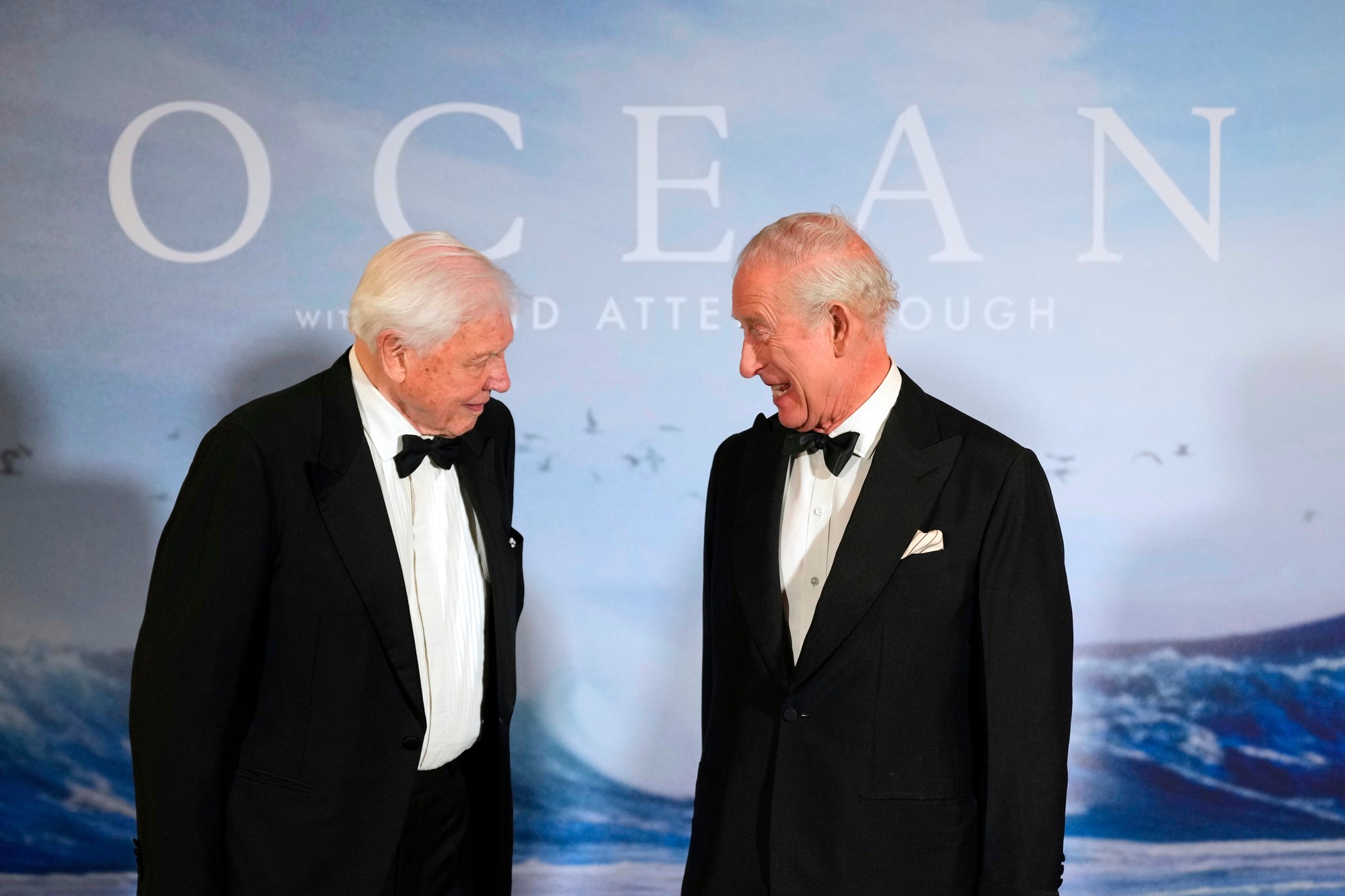 Bbritský prírodovedec a dokumentarista sir David Attenborough s kráľom Karolom III. 