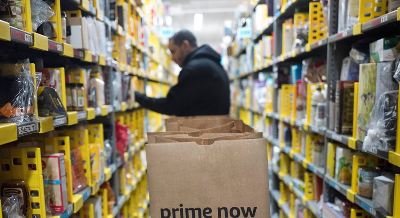 A worker at an Amazon warehouse.