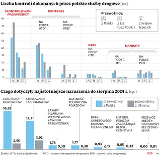 Liczba kontroli dokonanych przez polskie służby drogowe