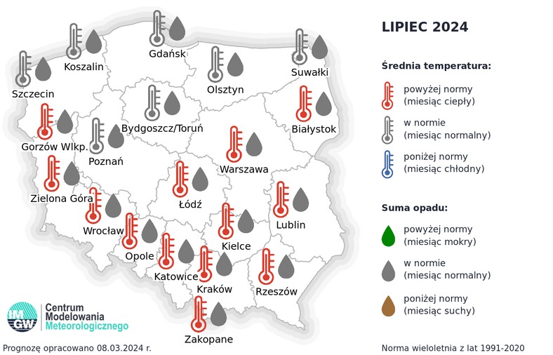 Lipiec w części kraju także będzie ciepły, a nawet upalny