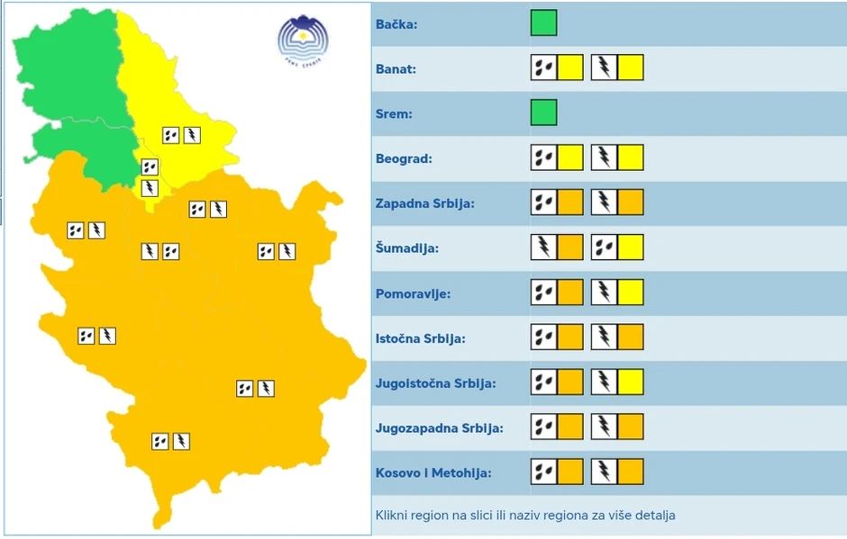 Meteoalarm za sredu, 9. jun
