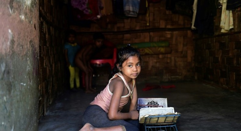 A Rohingya girl pictured in November 2016, in a refugee camp in Bangladesh