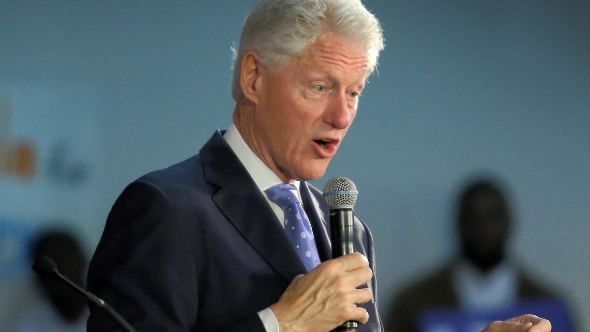 President Bill Clinton speeches during a campaign stop in South Florida on behalf of Hillary Clinton