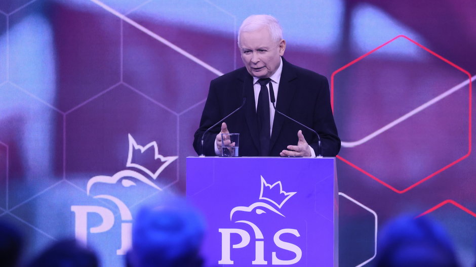 Prezes PiS Jarosław Kaczyński podczas drugiego dnia konwencji programowej Prawa i Sprawiedliwości