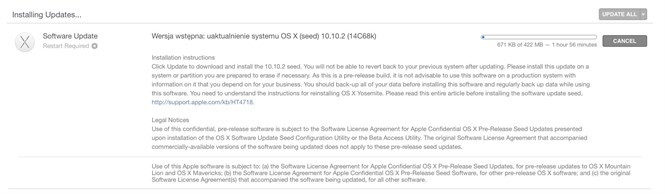 OS X 10.10.2 beta można pobrać z MAS