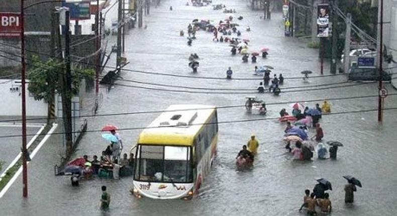 No fewer than 10, 000 people have been reportedly killed in the Tropical storm hit Philippine on Monday, October 5.