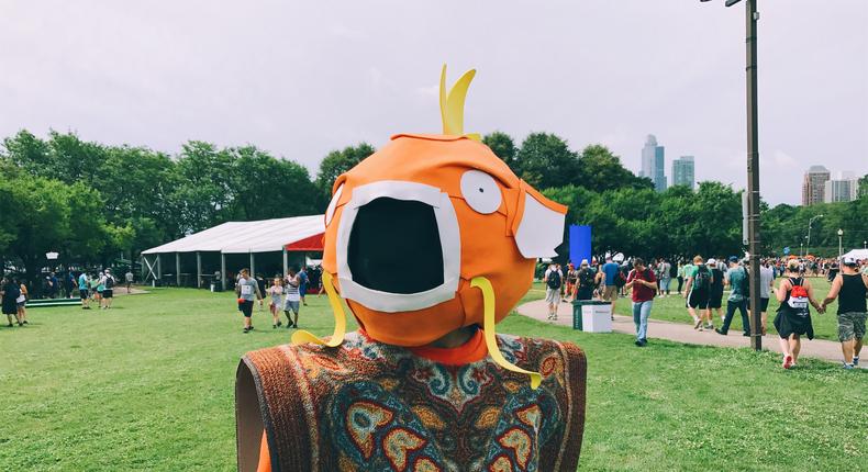 A lot of attendees, like this Magikarpet cosplayer, dressed up to celebrate the game and their favorite Pokémon.