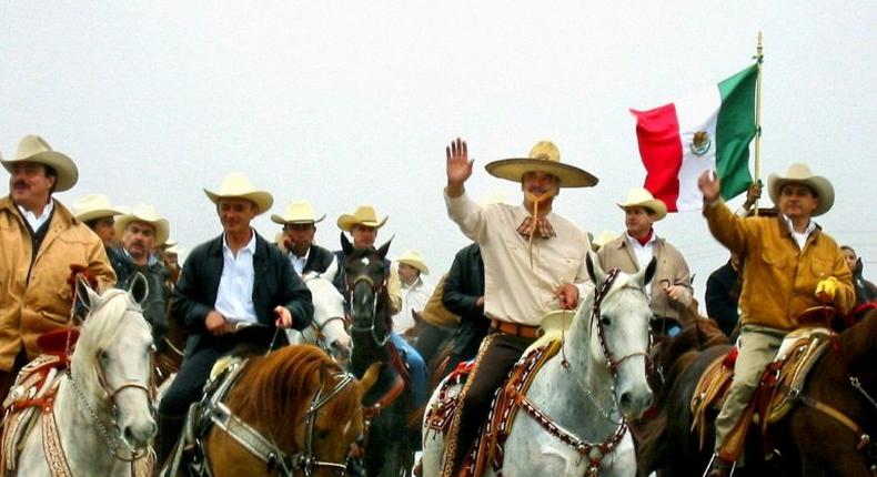 In 2003, the then Mexican president Vicente Fox (centre) and Tamaulipas governor Tomas Yarrington (far right) led a peace ride along the border with the United States