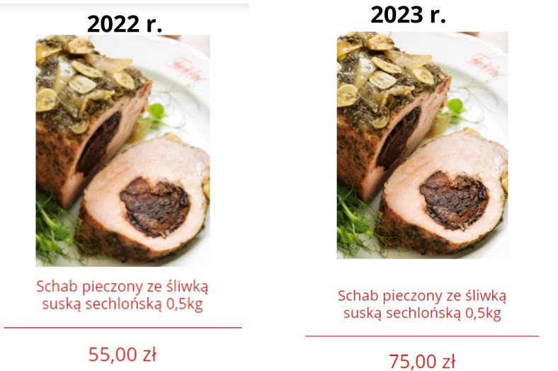 Ceny za potrawy wielkanocne od Magdy Gessler — porównanie 2022 r. i 2023 r.