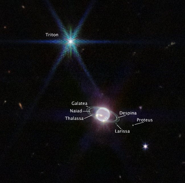 Neptuno a través de la lente del Telescopio Webb, Imagen: NASA, ESA, CSA, STScI