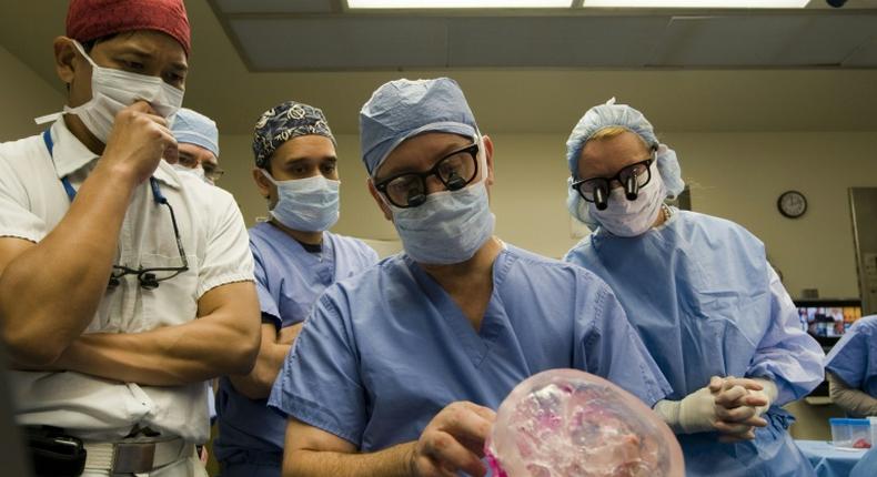 Doctors at the Cleveland Clinic -- (L-R) Dr. Risal Djohan, Dr. Daniel Alam, Dr. Francis Papay and Dr. Maria Siemionow -- completed the operation on Connie Culp in December 2008