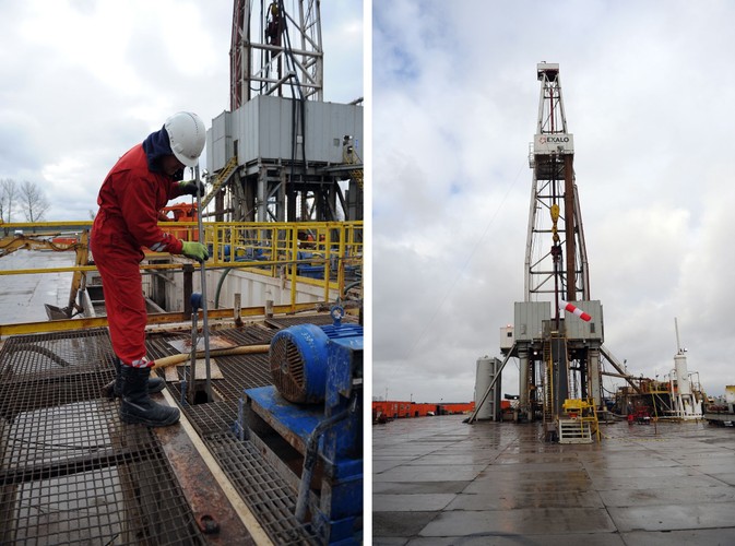 Pracownicy muszą uszczelnić w ziemi prawie trzy kilometrowy otwór. Na tej właśnie głębokości, w skale piaskowca wykryto największe w województwie zachodniopomorskim złoże gazu. <br><br>fot. (mb/mr) PAP/Marcin Bielecki