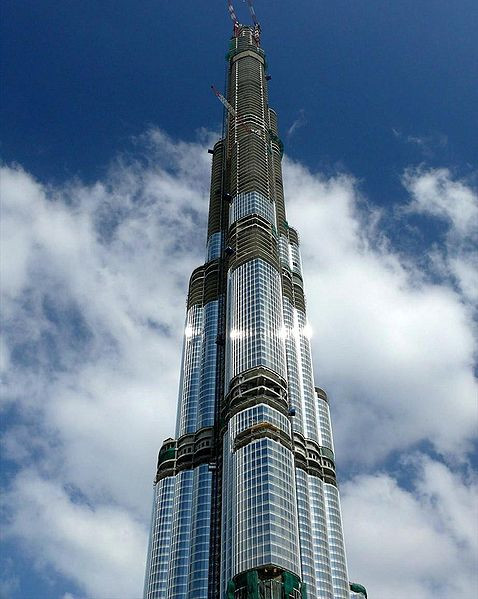 Burj Dubai podczas budowy - styczeń 2008