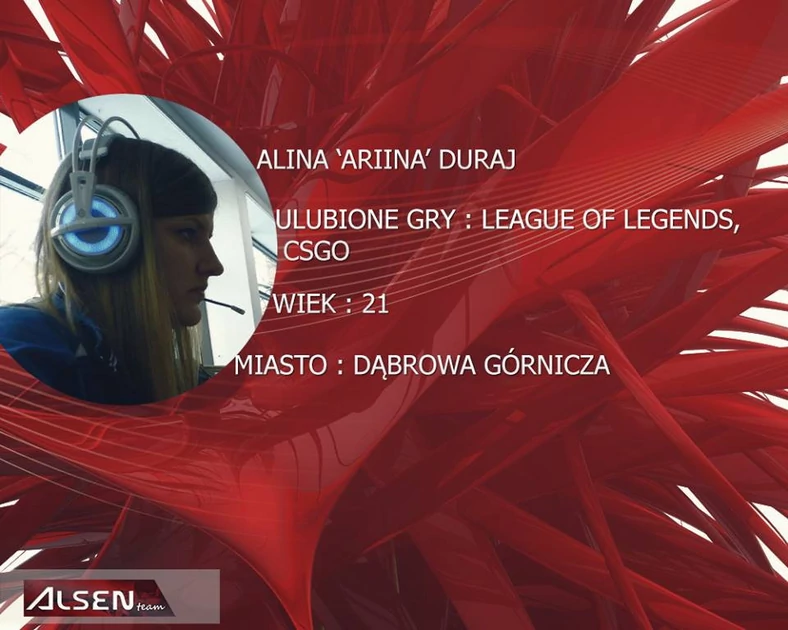 Alina "Ariina" Duraj - jedna z gwiazd ALSEN-Team Female