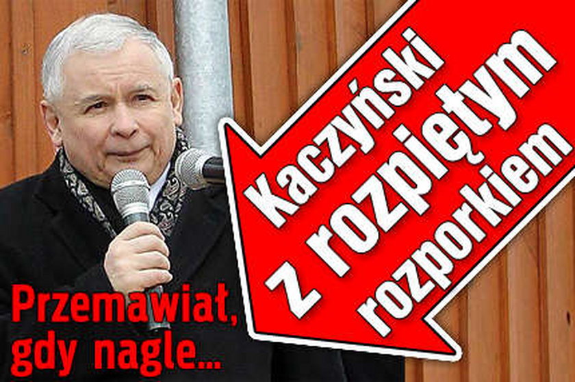 Kaczyński z rozpiętym rozporkiem. Przemawiał, gdy nagle...