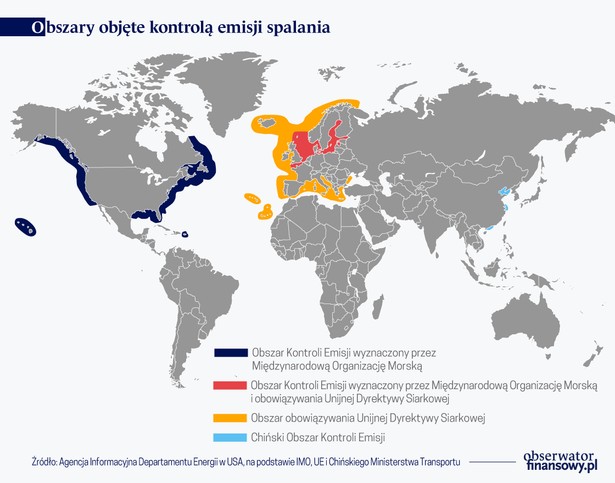 Obszary objęte kontrolą emisji (graf. Obserwator Finansowy)