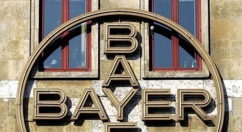 The Bayer AG logo is seeing at a house during the company annual news conference in Leverkusen, file. REUTERS/Kirsten Neumann