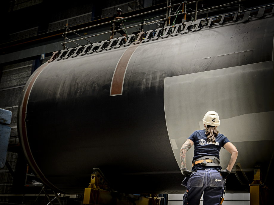 Budowa okrętu podwodnego w stoczni Saaba w szwedzkiej Karlskronie