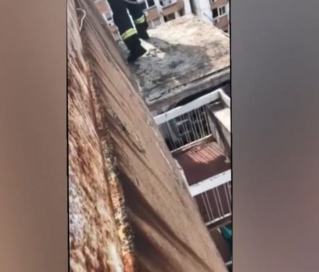 A man falls from 12 stories