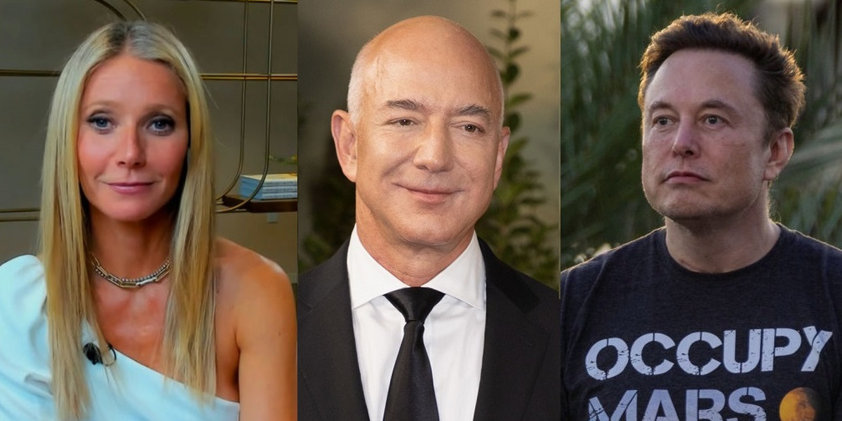 Od lewej: Gwyneth Paltrow, Jeff Bezos, Elon Musk
