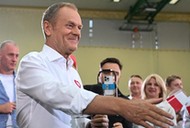 Przewodniczący Platformy Obywatelskiej Donald Tusk podczas otwartego spotkania z mieszkańcami Rzeszowa