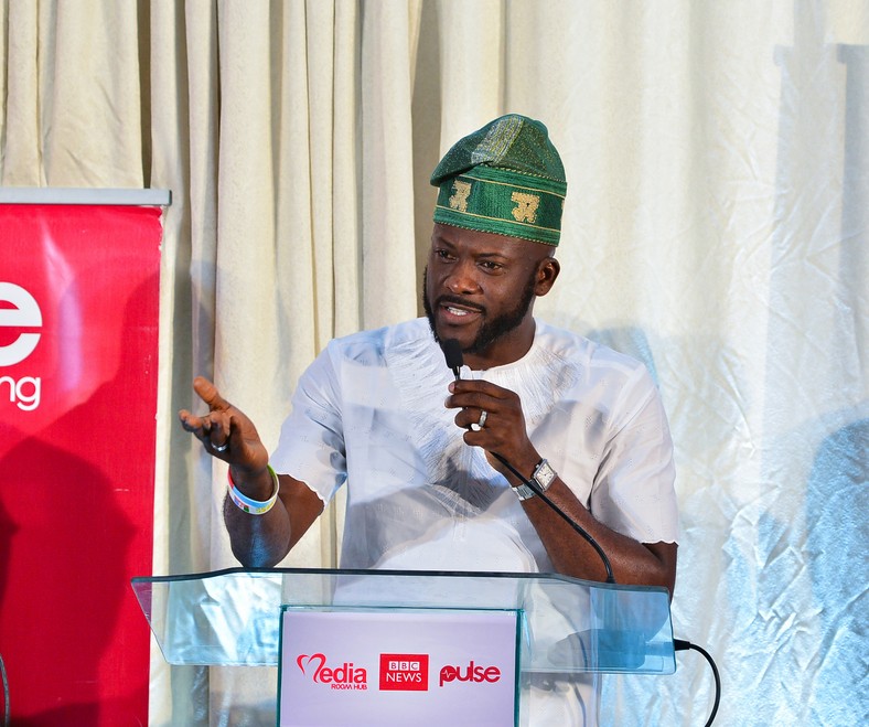 Babajide Obanikoro of the All Progressives Congress (APC) at a debate for candidates contesting for the Eti-Osa constituency seat in the House of Representatives 