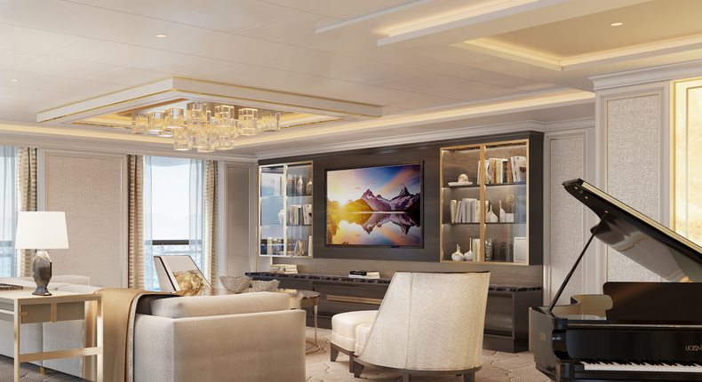 The 4,443 square-foot Regent Suite will be almost twice as large as the average US home, according to Regent Seven Seas.