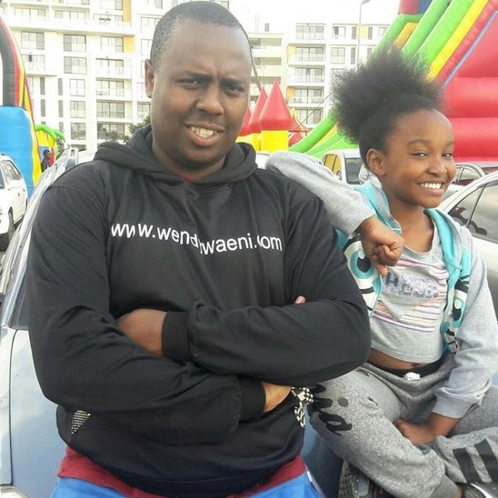 Child acrobat Wendy Waeni with her ex manager Joe Mwangi