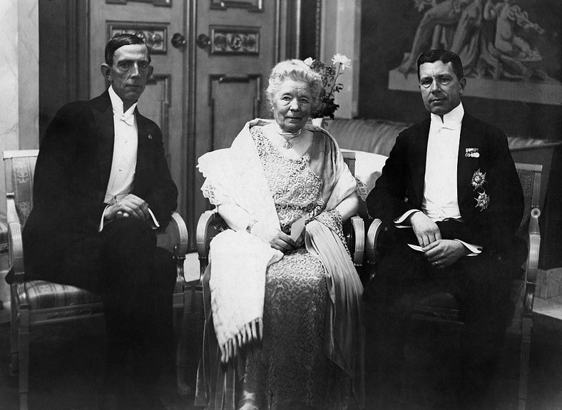 Selma Lagerlöf z księciem Wilhelmem i księciem Gustawem Adolfem, 1928 r.