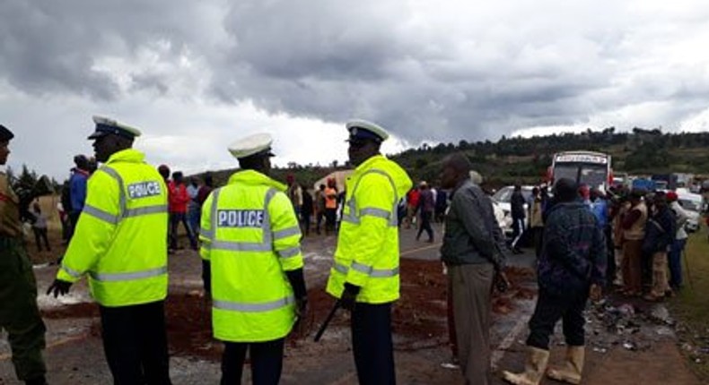 Police officers at an accident scene