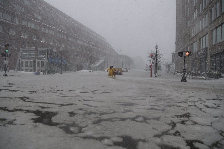 Zalane ulice w Bostonie w stanie Massachusetts