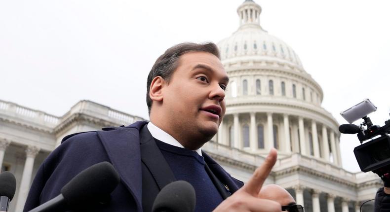 Ex-Rep. George Santos shortly after his expulsion on December 1, 2023.Drew Angerer/Getty Images