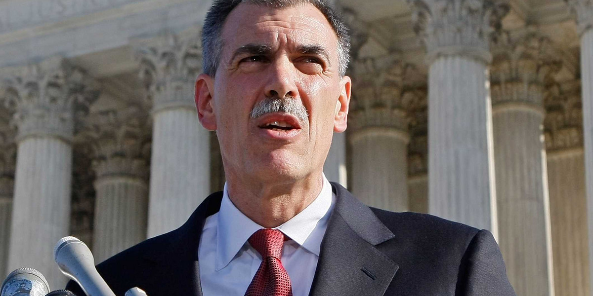Donald Verrilli in front of the Supreme Court in 2008.