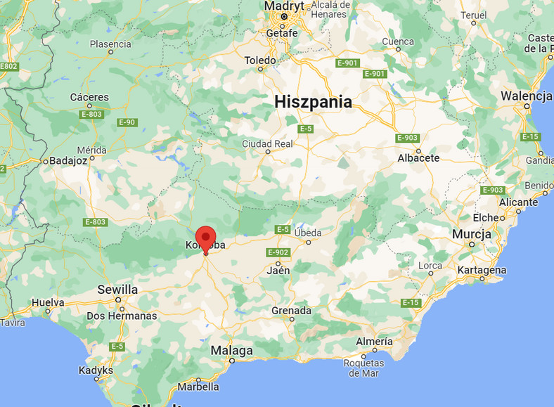 Położenie Kordoby na mapie Hiszpanii