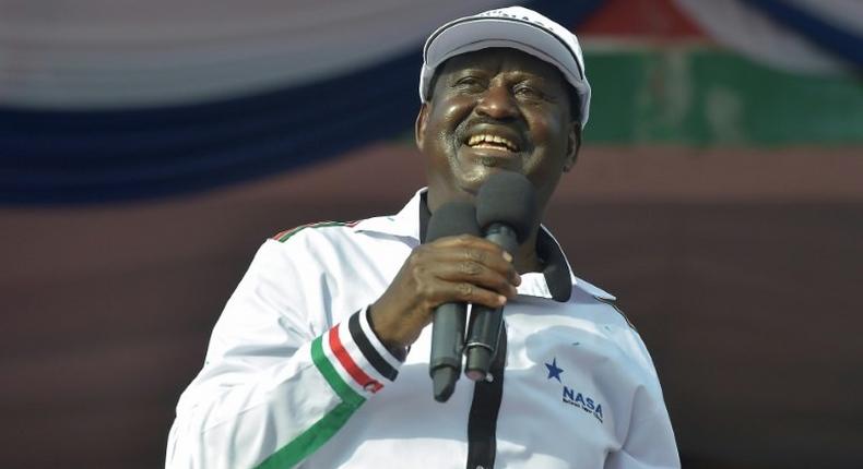 Former Kenyan premier Raila Odinga was named as the presidential candidate during an opposition rally in Nairobi, on April 27, 2017