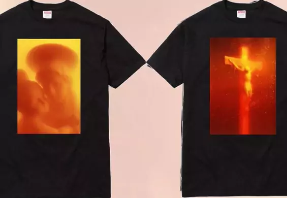 O tej współpracy Supreme będzie głośno: bluzy i T-shirty z krzyżem zanurzonym w moczu artysty