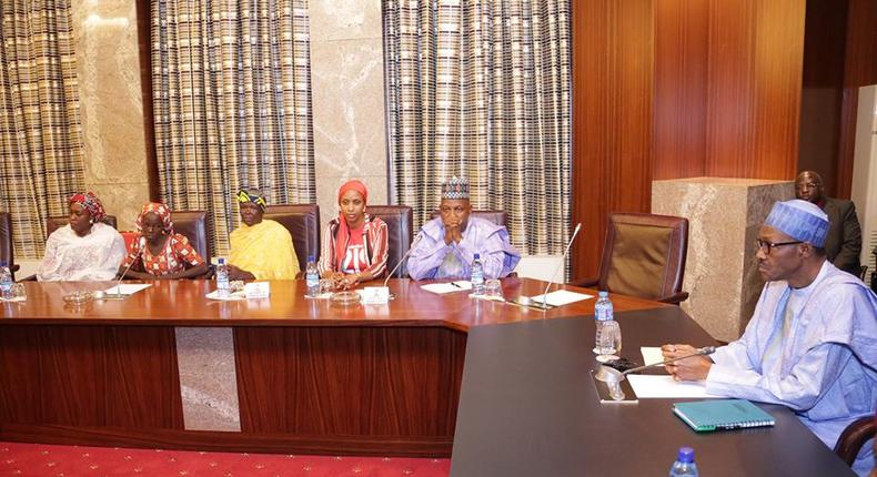 President Muhammadu Buhari meets rescued Chibok girl, Amina Ali Nkeki and her baby, Safiya at the Presidential Villa on Thursday, May 19, 2016.