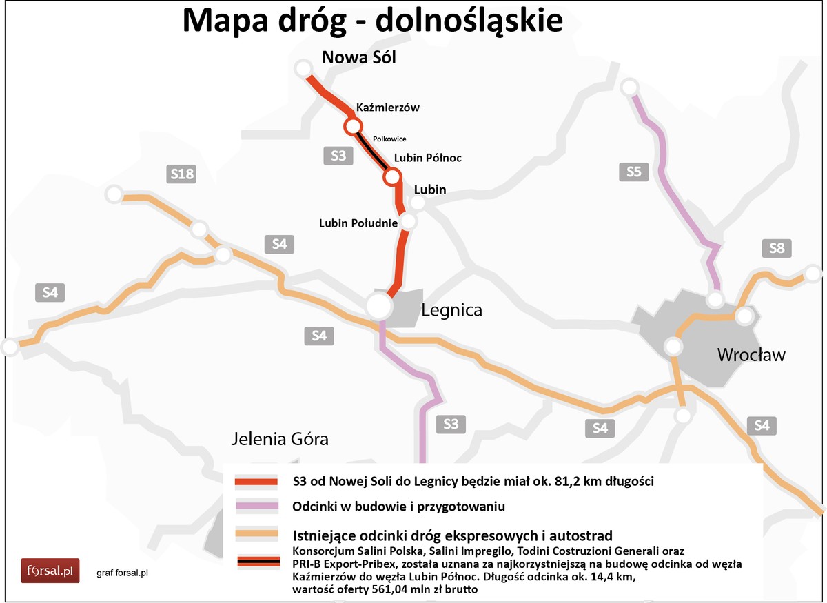 S3 w dolnośląskim - od węzła Kaźmierzów do węzła Lubin Północ