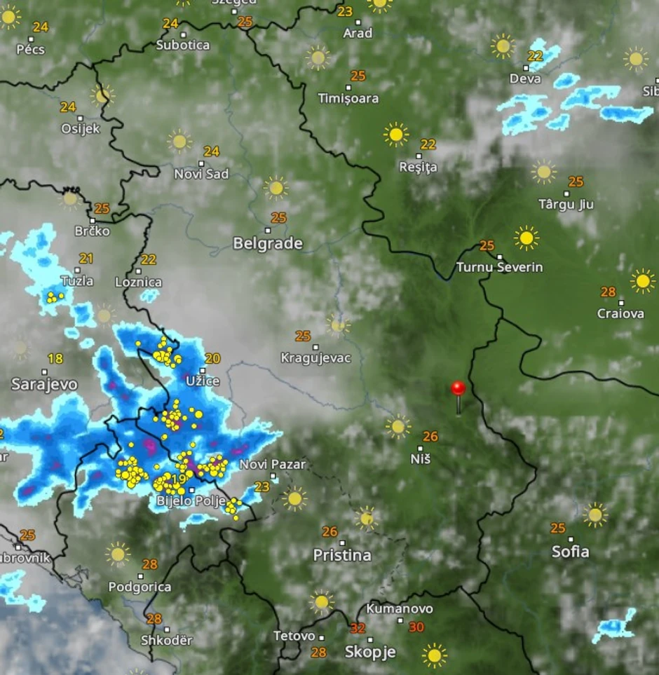 Nevreme sa grmljavinom i gradom pogađa Srbiju u 19h