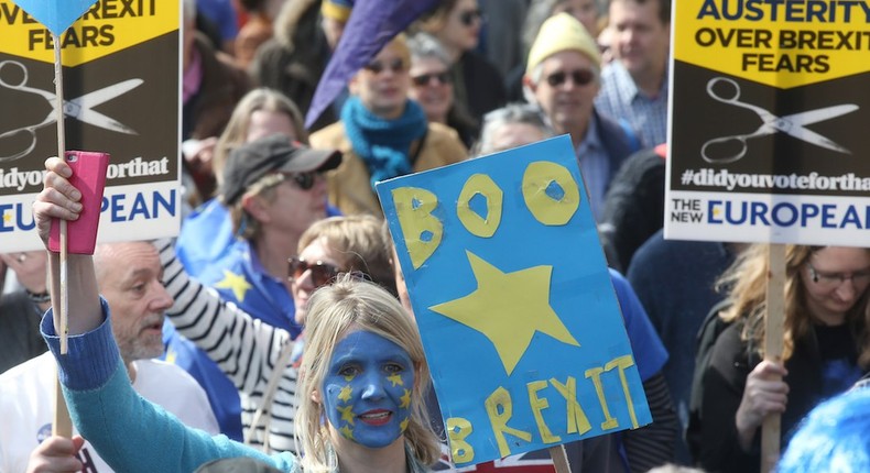 Demonstrators on the Unite for Europe march.